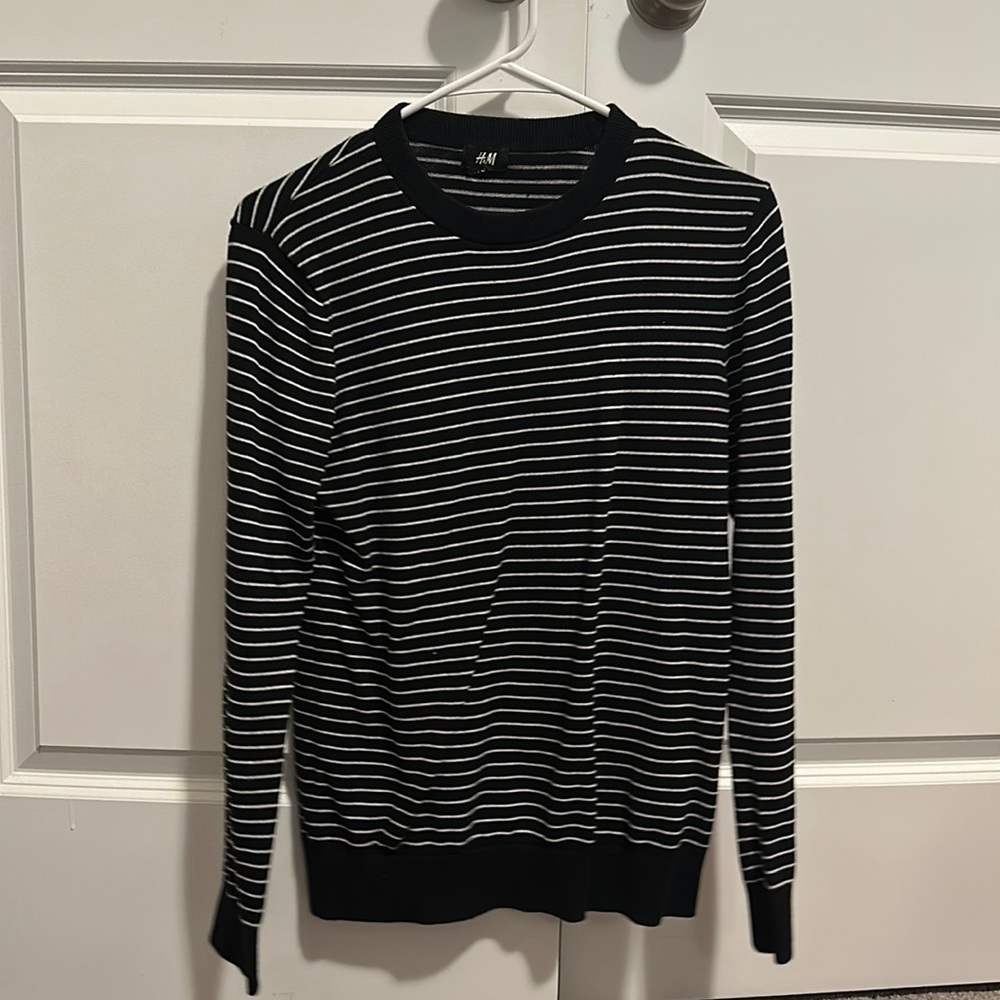 H&M Striped Black and White Cotton Long Sleeve Shirt